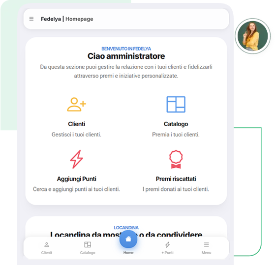Dashboard software carta fedeltà digitale Fedelya